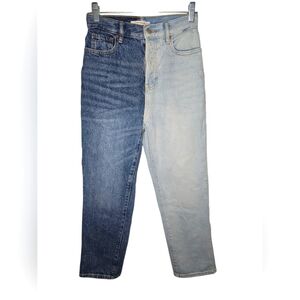 PacSun HighRise Straight Mom Jeans Two Tone Blue Denim Button Fly Size 25